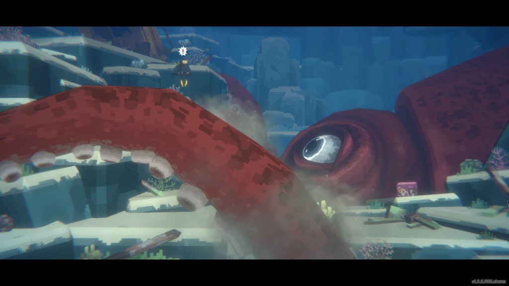 Dave encounters a giant squid in Dave the Diver